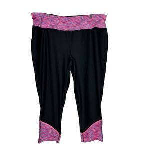 Xersion Black Warm Spacedye Performance Fit Fitted Capri Mid Rise Leggings 2X